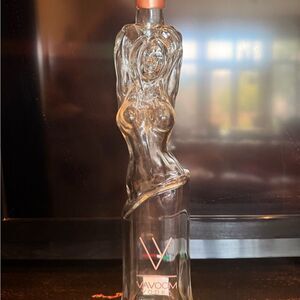 Collectible Vavoom Vodka Bottle with Artistic Design Feminine Glass Sculpture